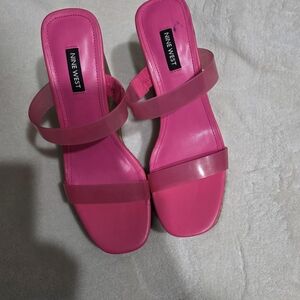 Nine West Pink Double Strap Platform Wedge Women's Sandals Size 8M